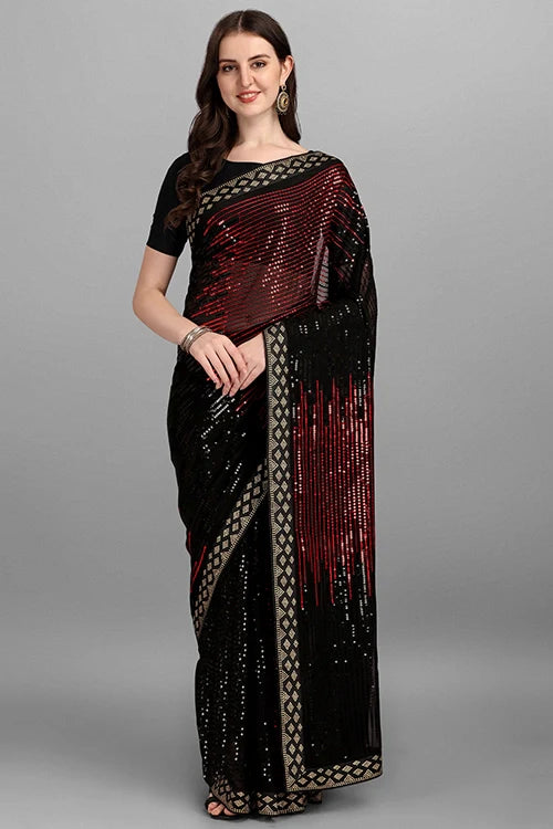 Buy Red Bollywood Designer Georgette Saree Online