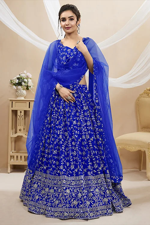 Buy Blue Georgette Lehenga Choli Online for Women