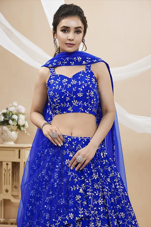 Buy Blue Georgette Lehenga Choli Online for Women
