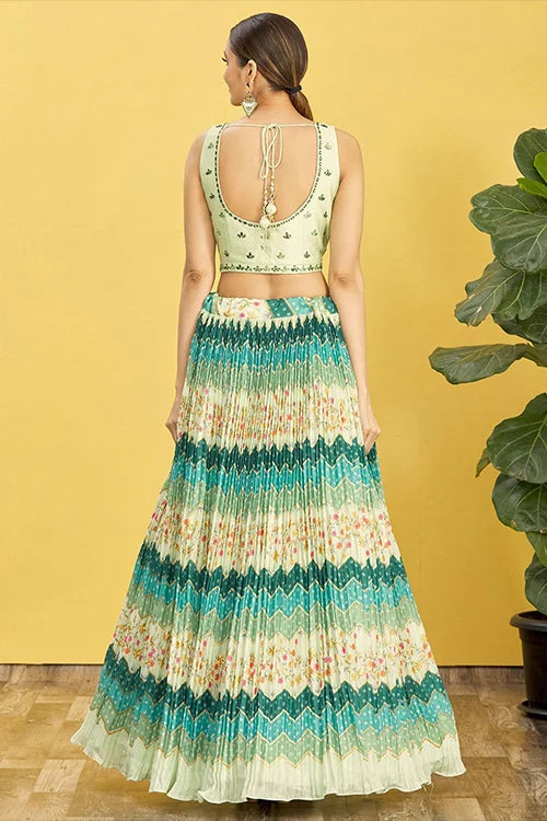 Buy Latest Green Color Sequins Lehenga Choli Online