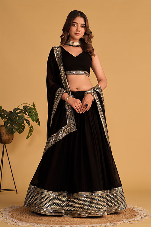 Buy Latest Indian Designer Black Color Lehenga Choli