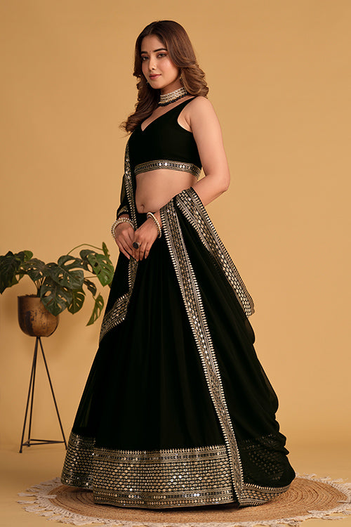 Buy Latest Indian Designer Black Color Lehenga Choli