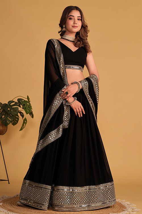 Buy Latest Indian Designer Black Color Lehenga Choli