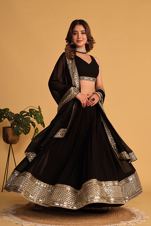 Buy Latest Indian Designer Black Color Lehenga Choli