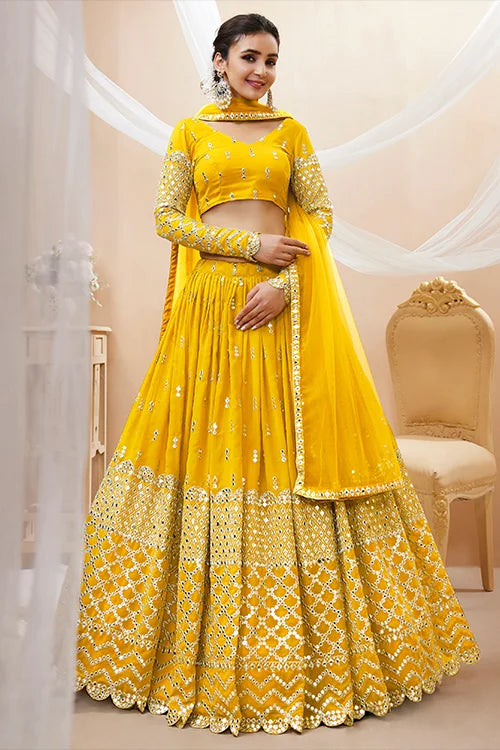 Buy Latest Party Wear Yellow Color Haldi Function Lehenga Choli Collection