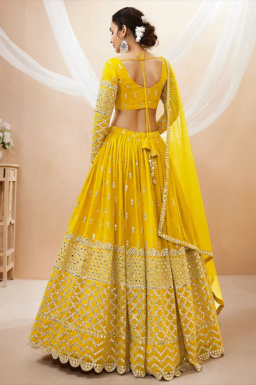Buy Latest Party Wear Yellow Color Haldi Function Lehenga Choli Collection
