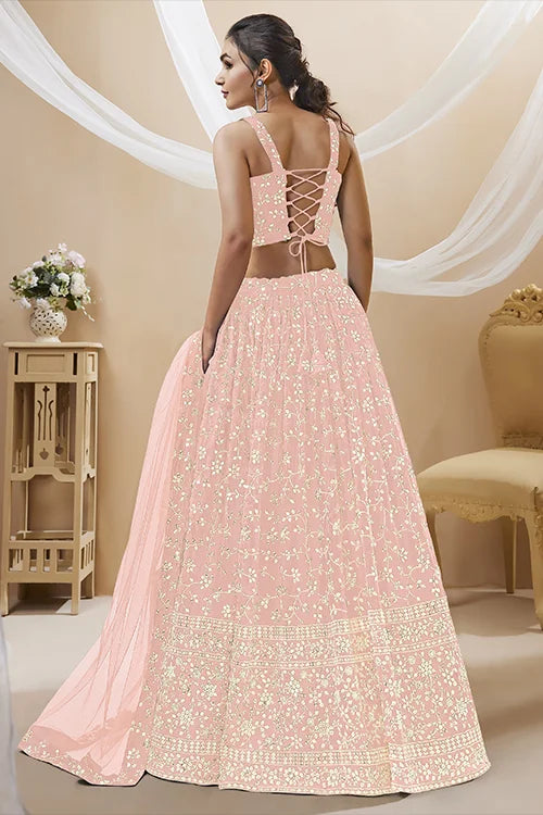Buy Latest Pink Color Embroidered Lehenga Cholis Online