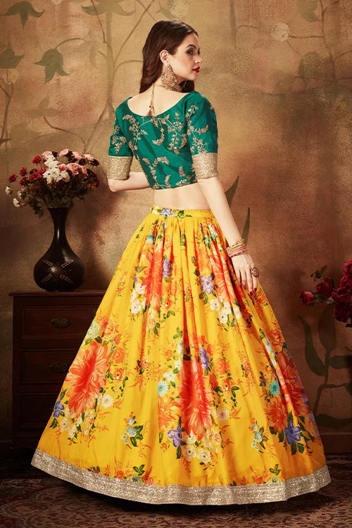 Buy Online Lehenga Choli In Women Wear Yellow N Green Colour