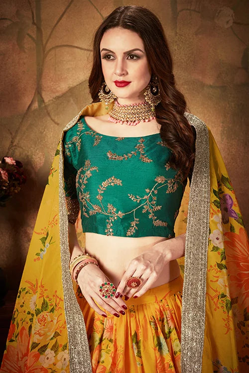 Buy Online Lehenga Choli In Women Wear Yellow N Green Colour