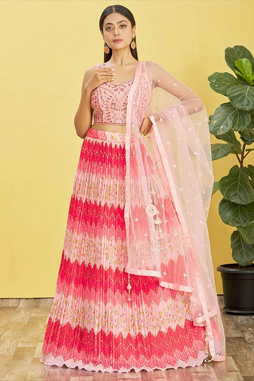 Buy Pink Color Sequins Embroidered Lehenga Choli Online