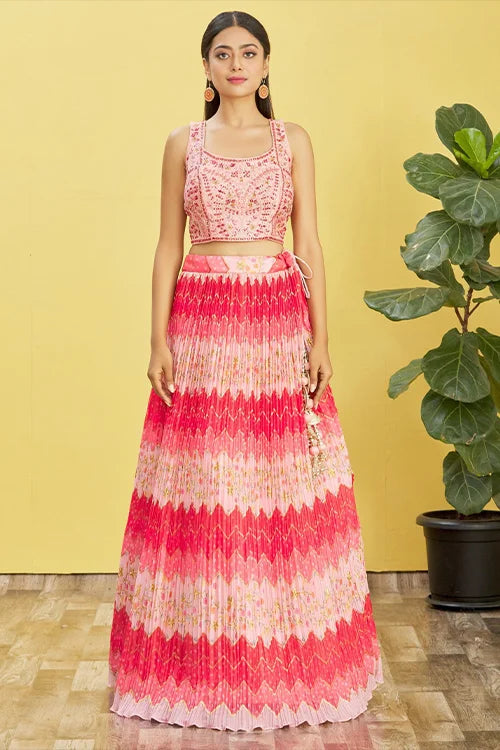 Buy Pink Color Sequins Embroidered Lehenga Choli Online
