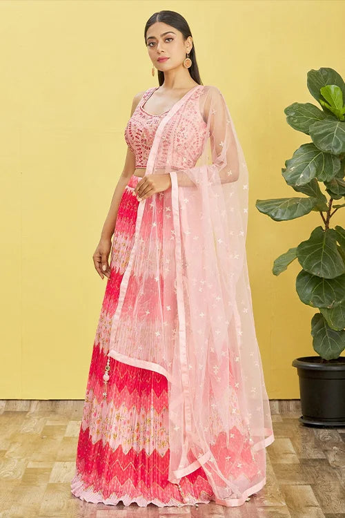 Buy Pink Color Sequins Embroidered Lehenga Choli Online