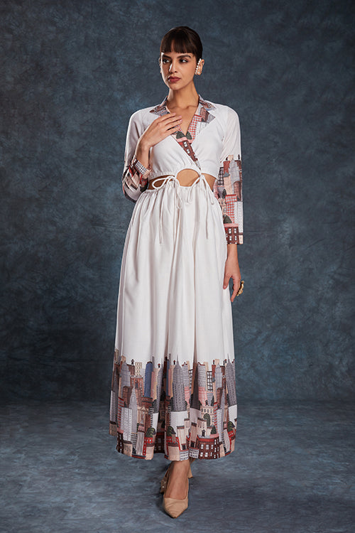 Classy White Linen Maxi Set