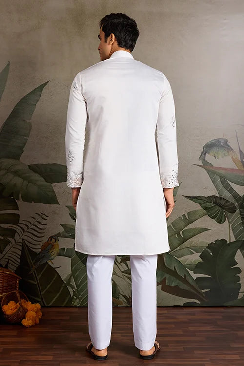 Classic White Mirror with Embroidered Work Kurta for Weddings