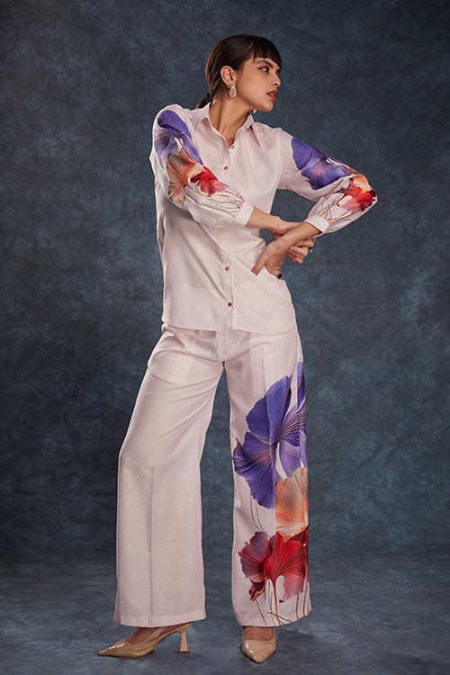 Party Wear Light Pink Printed Work Co-Ords Set