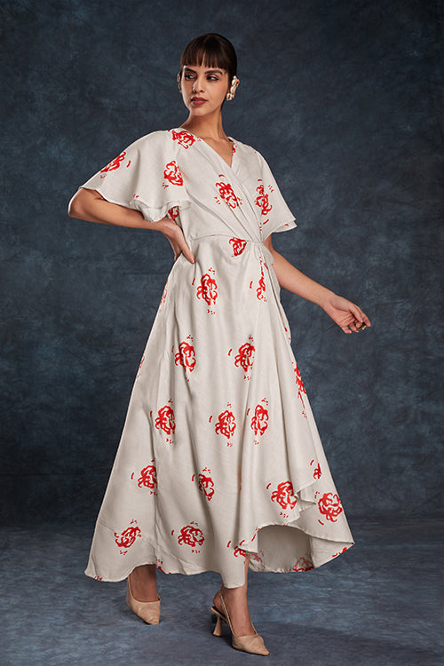 Trendy Butterfly Sleeve Printed Maxi Dress