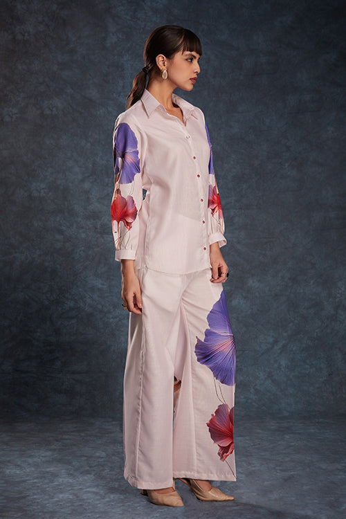 Party Wear Light Pink Printed Work Co-Ords Set