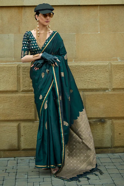 Copper Zari Weaving Silk Saree – Designer Saree