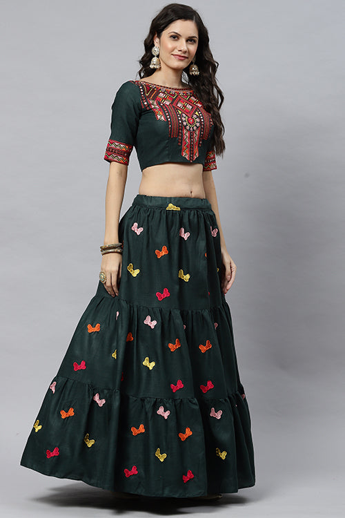 Beautiful Cotton Multi Embroidered Lehenga Choli