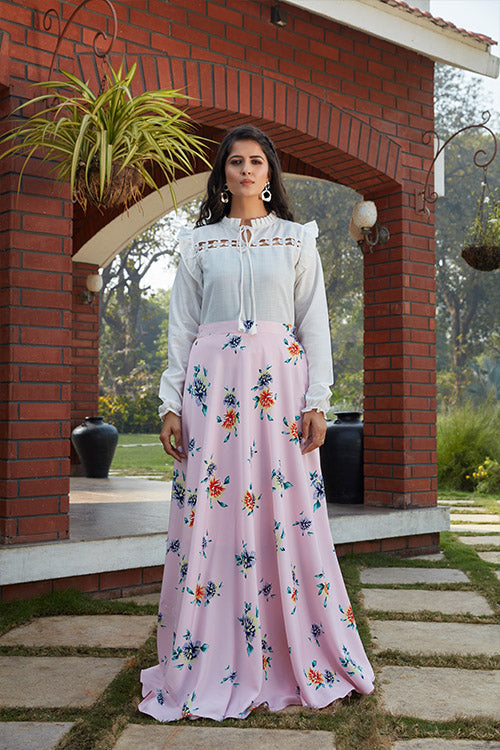Exclusive Pink Printed Crepe Silk Crop-Top Collection