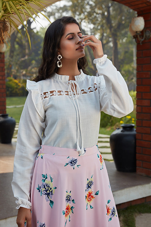 Exclusive Pink Printed Crepe Silk Crop-Top Collection