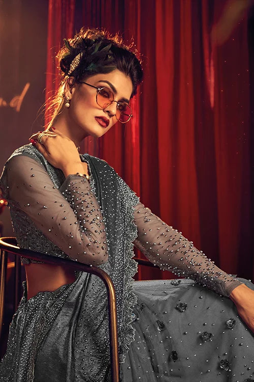 Unique Design Sequence Work Saree for women's