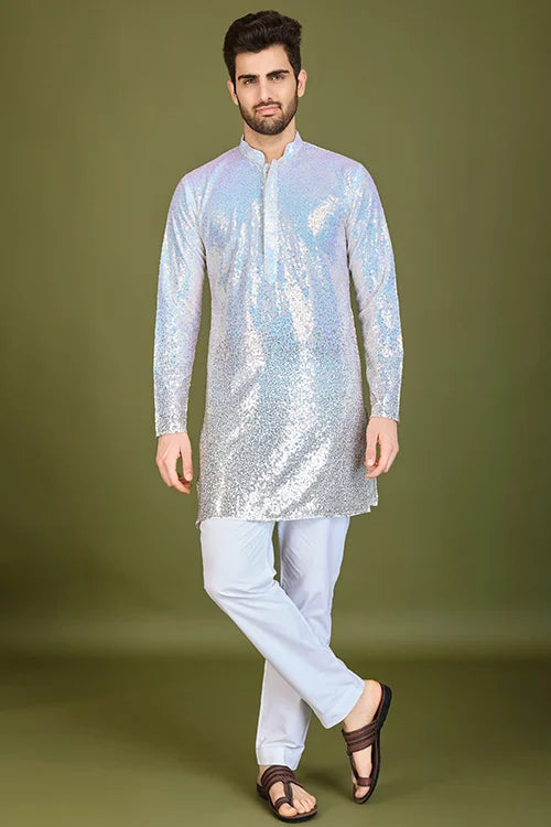 Ombre Yellow Designer Men's Kurta In Real Georgette Gents Kurta