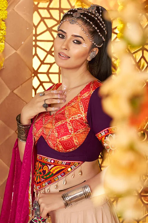 Designer Beige Ready to Wear Chaniya Choli for Navratri