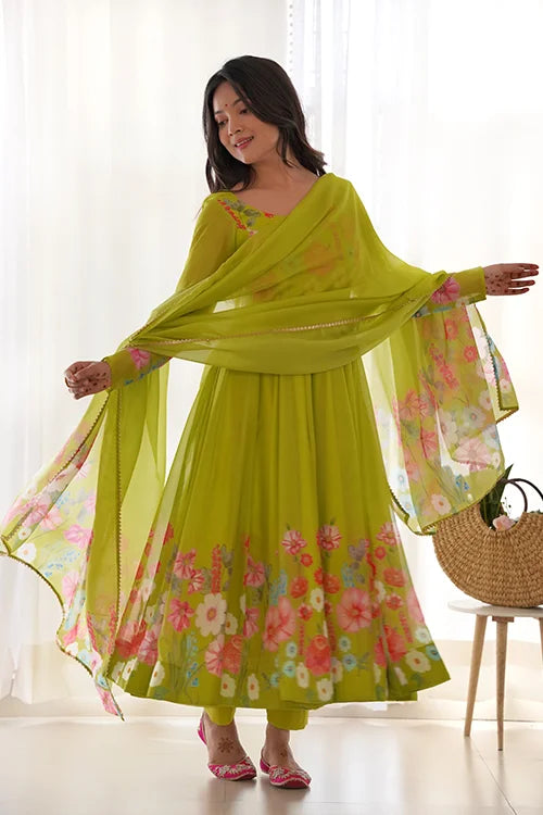 Liril Floral Printed Organza Anarkali Suit Online Shopping