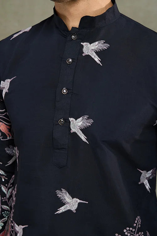 Beautiful Black Viscose Silk Kurta Mens wear Collection