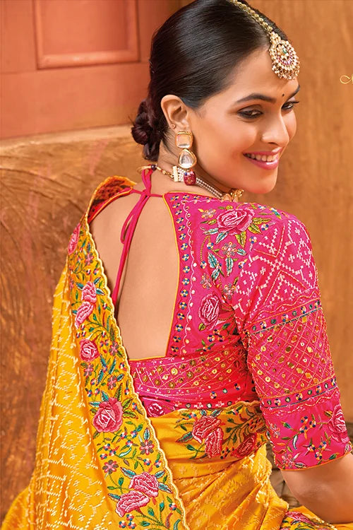 Marriage Haldi Saree with Designer Blouse Online