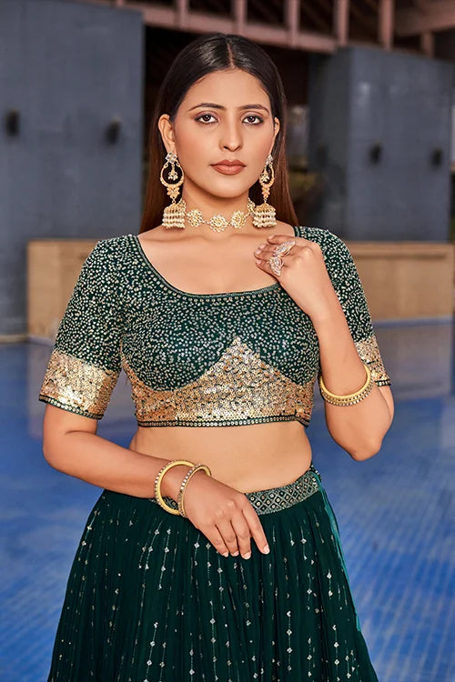 Stunning Green Bridal Lehenga Choli with Dupatta