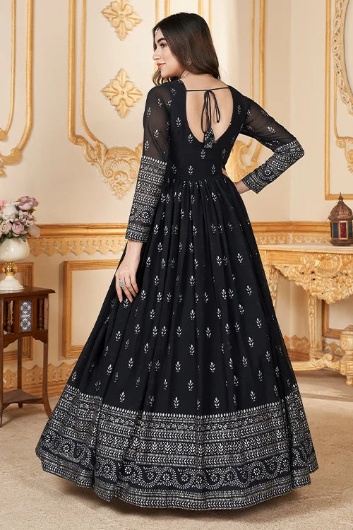 Exclusive Foil Printed Long Gown – Party Wear Elegance