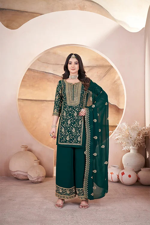 Green Embroidered Pakistani Salwar Suit For Women