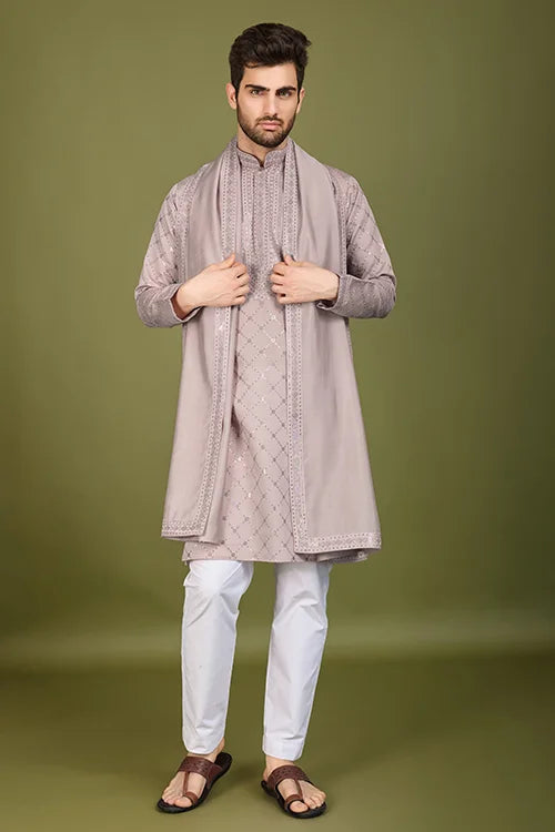 Designer Ivory Silk Kurta for Men – Elegant Festive Wear