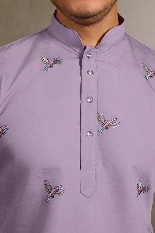 Premium Lavender Embroidered Kurta for Mens Wear