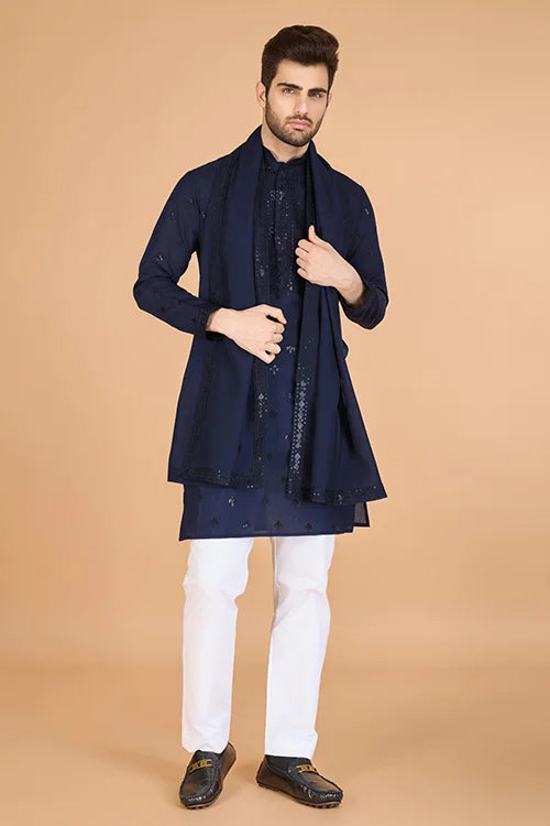 Navy Blue Viscose Silk Kurta Set – Stylish & Comfortable