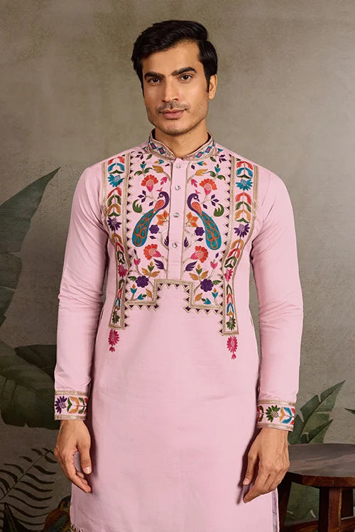 Pink Stylish Traditional Kurta for Mens Wear
