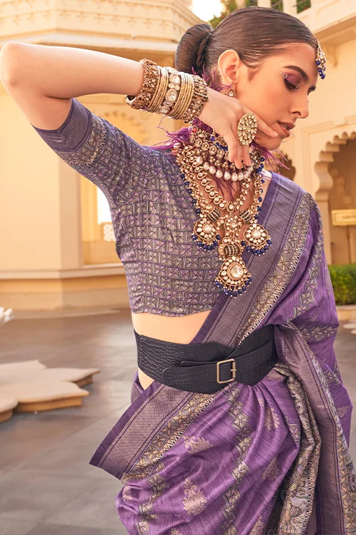 Awesome Ethnic Wear Printed Blouse Saree Collection Online