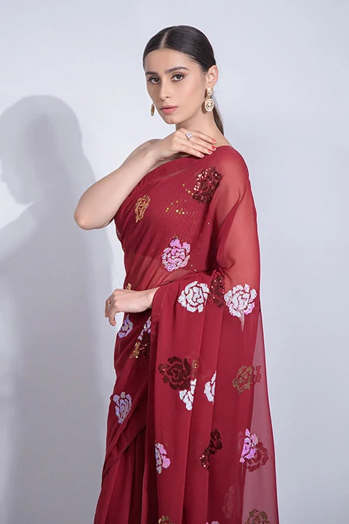 Red Bollywood Designer Heavy Georgette Saree