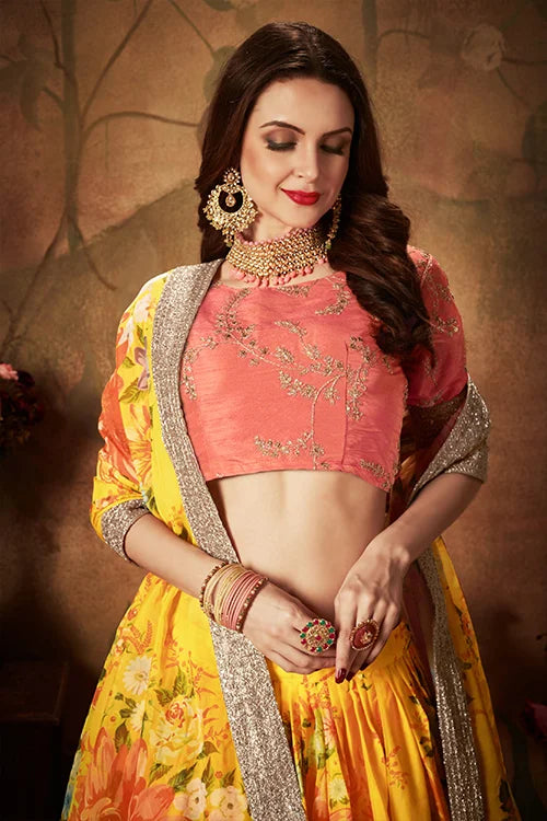 Designer Chanya Choli For Women Collection Yellow And Orange Colour