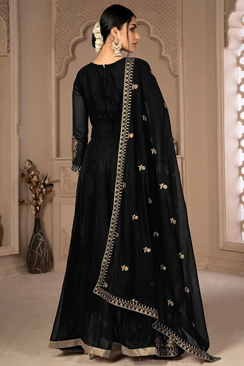 Designer Faux Georgette Zari Embroidered With Diamond Work Dresses