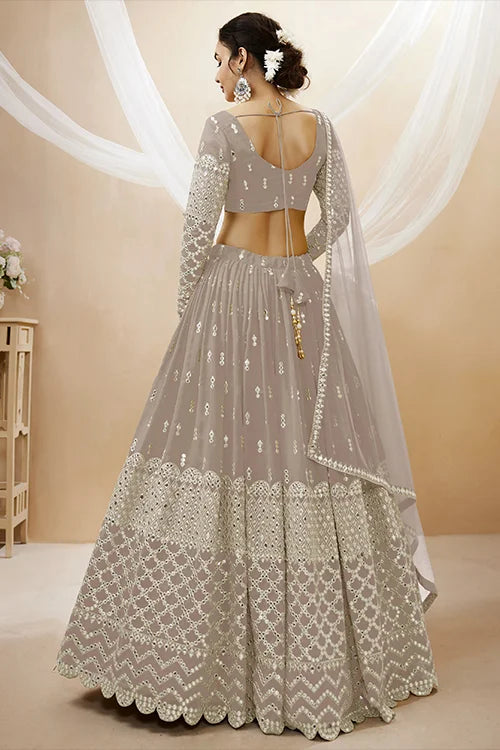 Designer Grey Color Embroidered Lehenga Choli Collection