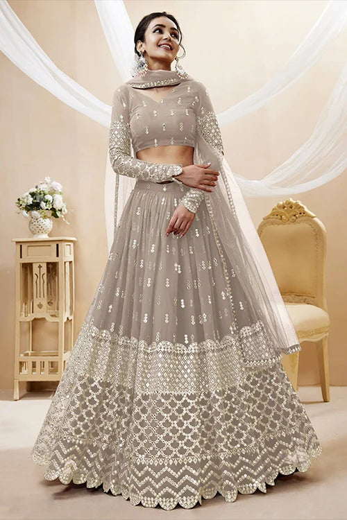 Designer Grey Color Embroidered Lehenga Choli Collection