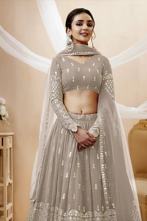 Designer Grey Color Embroidered Lehenga Choli Collection
