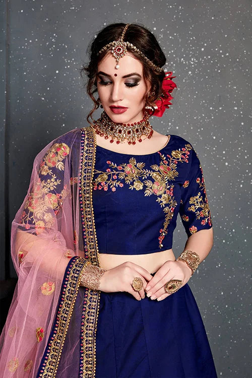 Designer Lehenga Choli New Collection Indian Wear Dark Blue Color