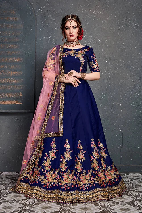 Designer Lehenga Choli New Collection Indian Wear Dark Blue Color