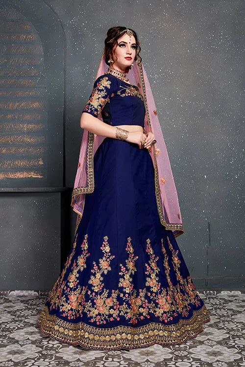 Designer Lehenga Choli New Collection Indian Wear Dark Blue Color