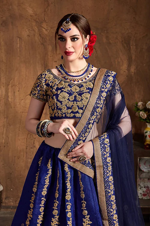 Designer Lehenga Choli Wedding Collection In Women Wear Navy Blue