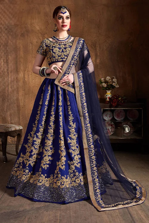 Designer Lehenga Choli Wedding Collection In Women Wear Navy Blue